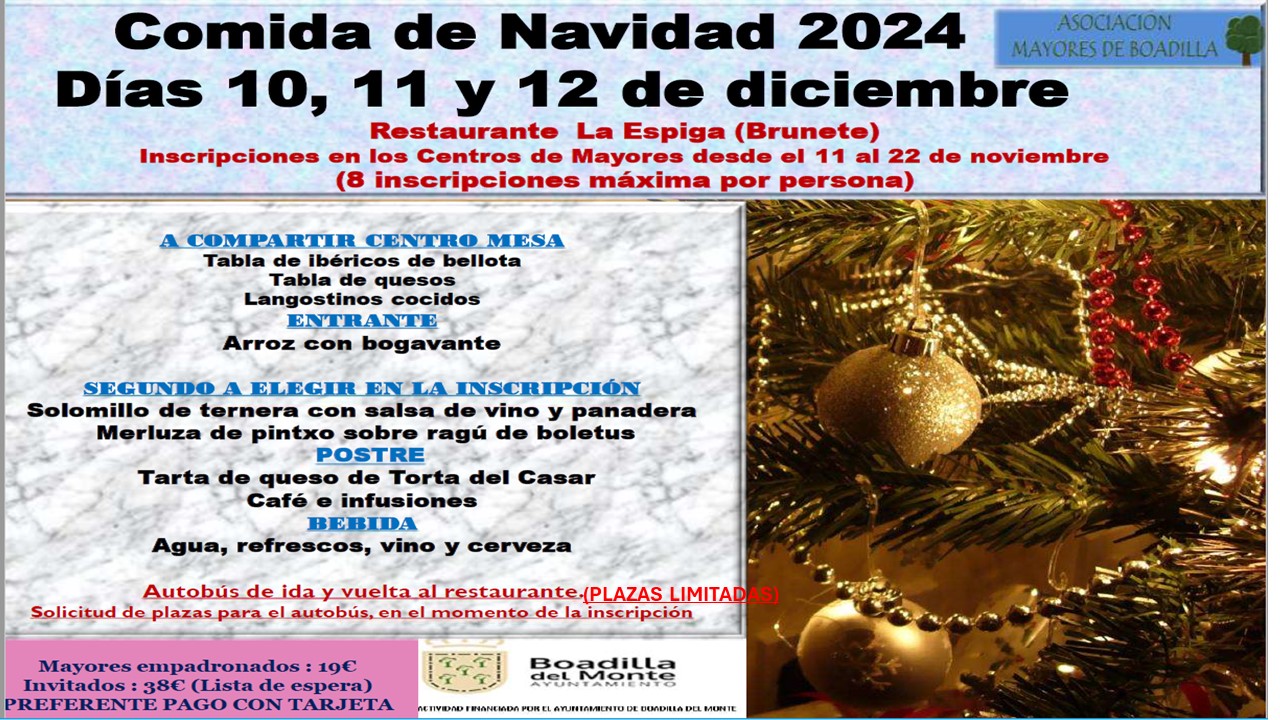 COMIDA DE NAVIDAD 2024 (10-11 y 12 DIC)