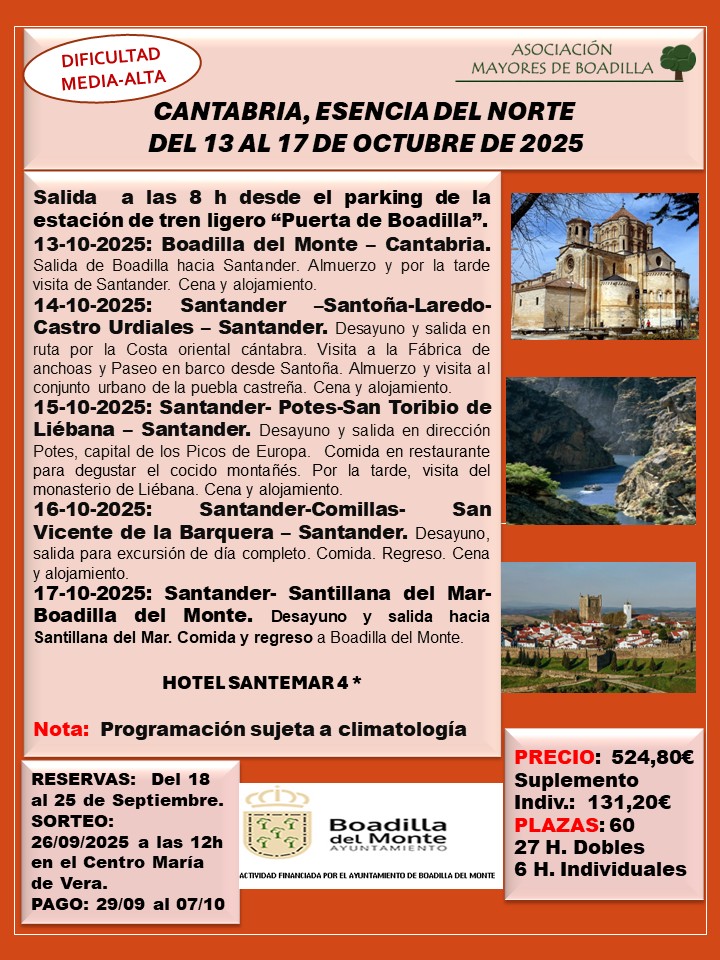CANTABRIA, ESENCIA DEL NORTE:  DEL 13 AL 17 DE OCTUBRE DE 2025