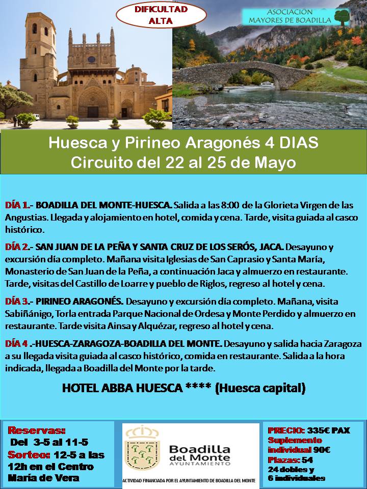 HUESCA Y PIRINEO ARAGONS (22 AL 25 MAYO 2023)
