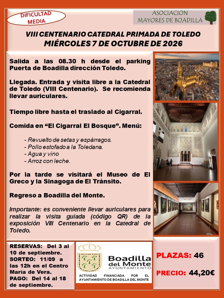 VIII CENTENARIO DE LA CATEDRAL PRIMADA DE TOLEDO: 7 OCT. 2026